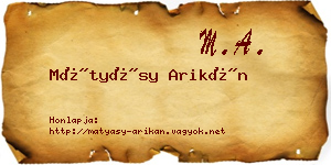 Mátyásy Arikán névjegykártya